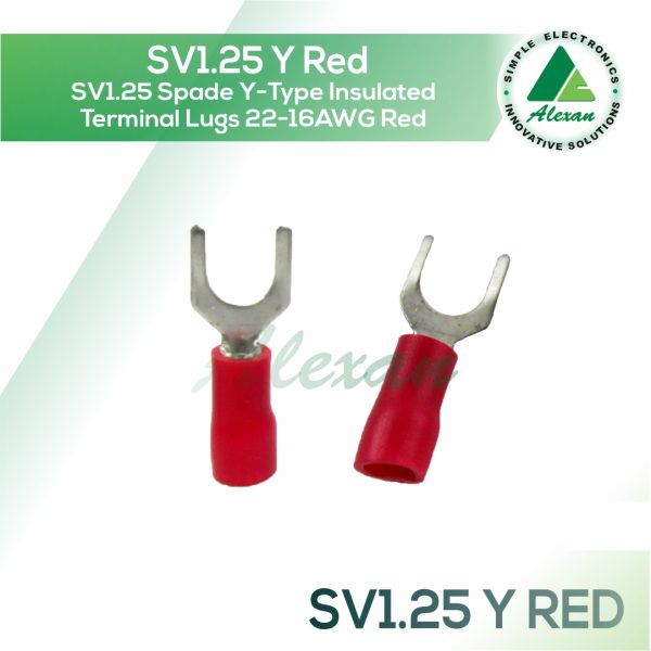1000 Pcs SV1.25-3.7S AWG 22-16 Red Pre Insulated Fork Terminals